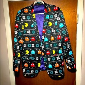 Pac-man holiday slim fit Blazer men’s size large used suitmeister